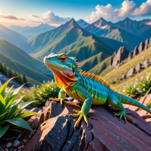 Photo of a playing of a lizard in the mountains