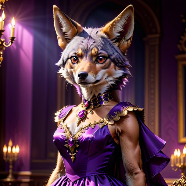 Pic of a jackal in a purple dress