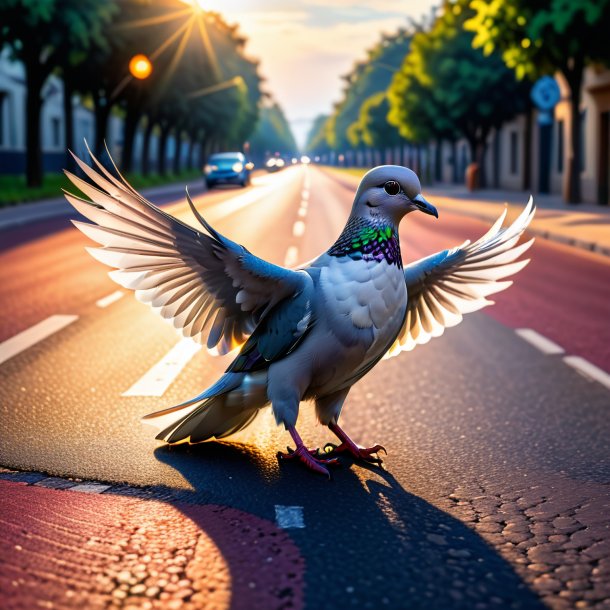 Pic of a playing of a dove on the road