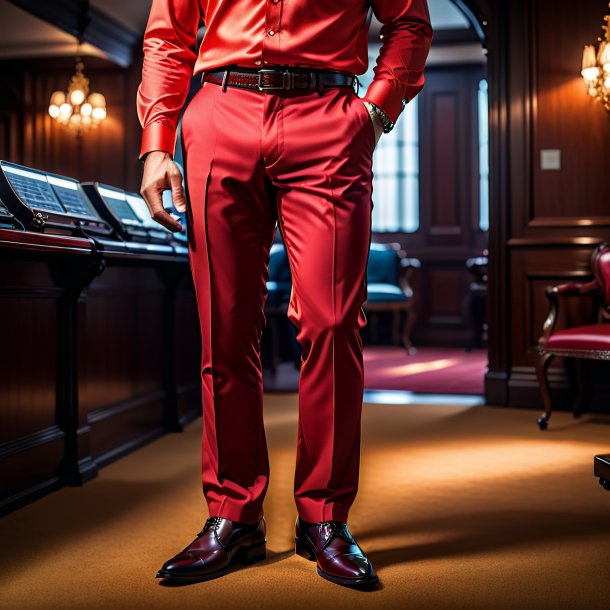 Photographie d'un pantalon rouge de fer