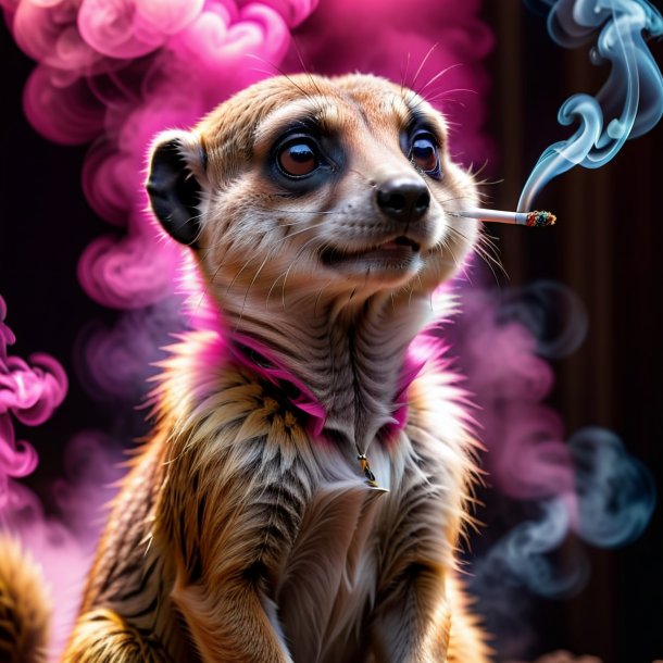 Image of a pink smoking meerkat