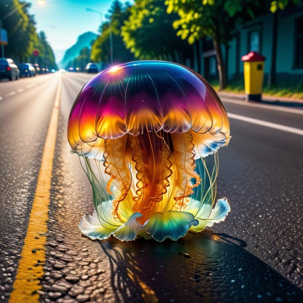 Photo of a drinking of a jellyfish on the road