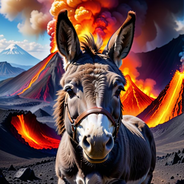 Photo of a smiling of a donkey in the volcano