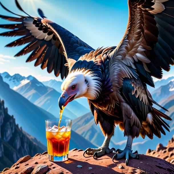 Image of a drinking of a vulture in the mountains