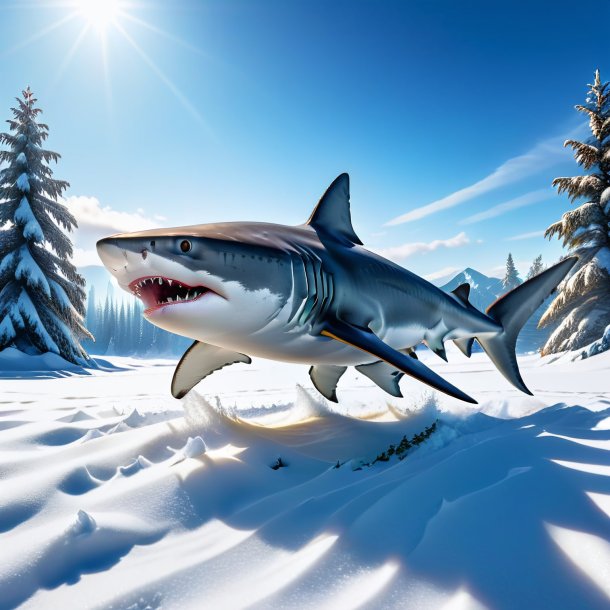 Pic d'un jeu de requin dans la neige