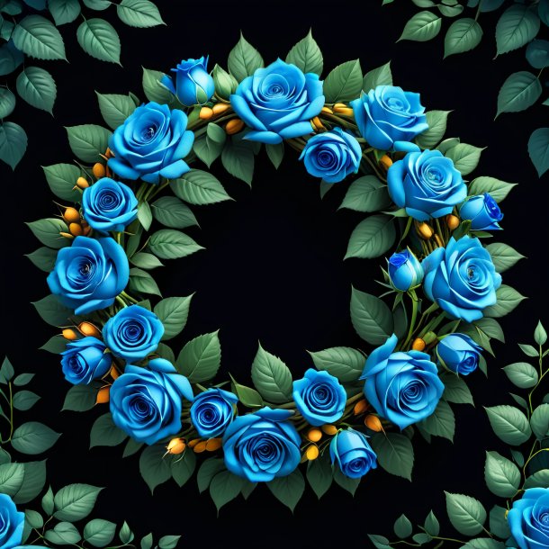 Picture of a blue wreath of roses