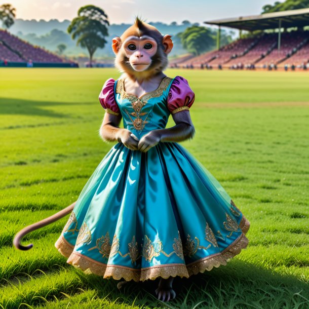 Picture of a monkey in a dress on the field