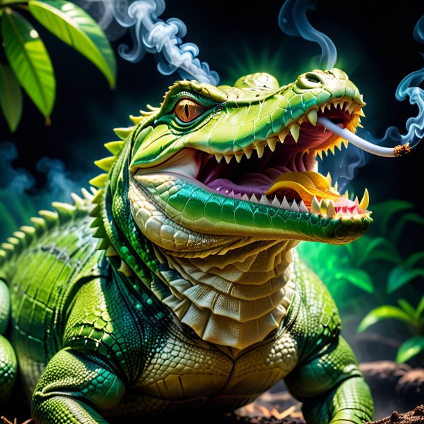 Image of a lime smoking crocodile