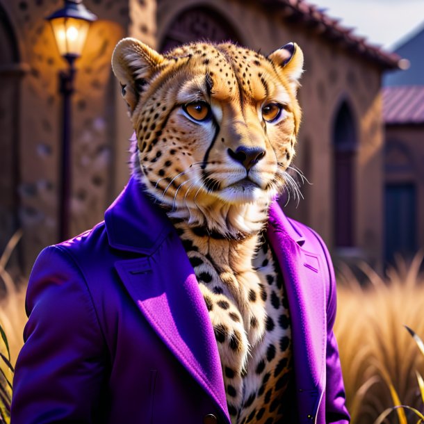 Image of a cheetah in a purple coat