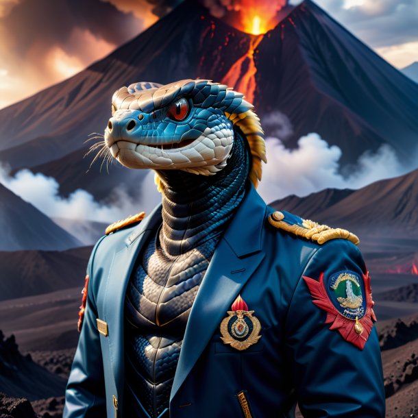 Photo of a cobra in a jacket in the volcano