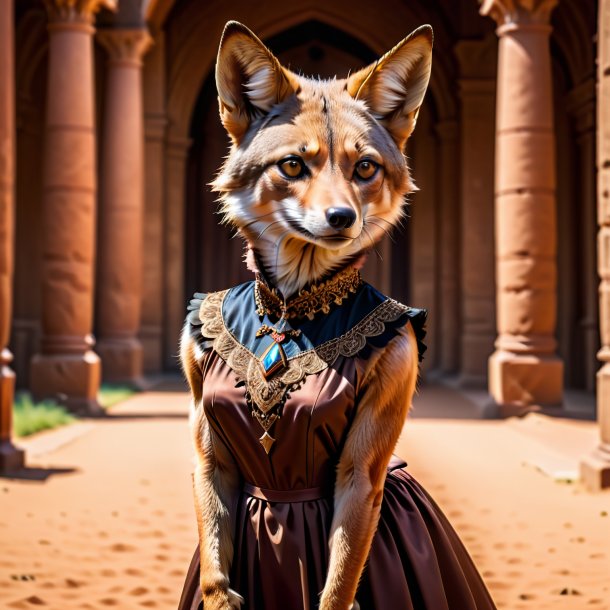 Photo of a jackal in a brown dress