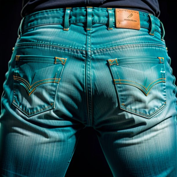 Pic of a teal jeans from iron