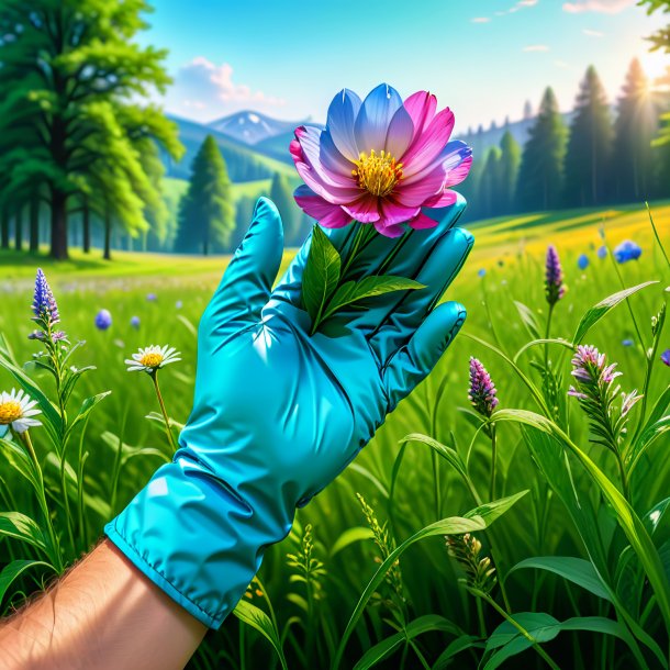 Drawing of a mol in a gloves in the meadow