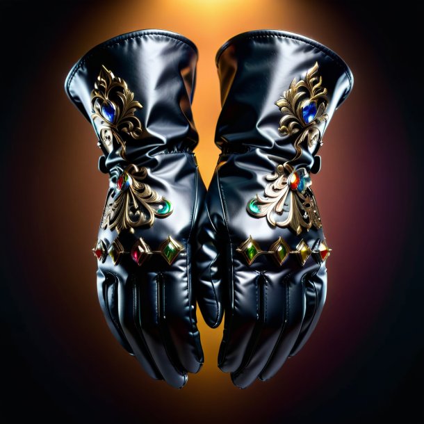 Clipart of a black gloves from metal