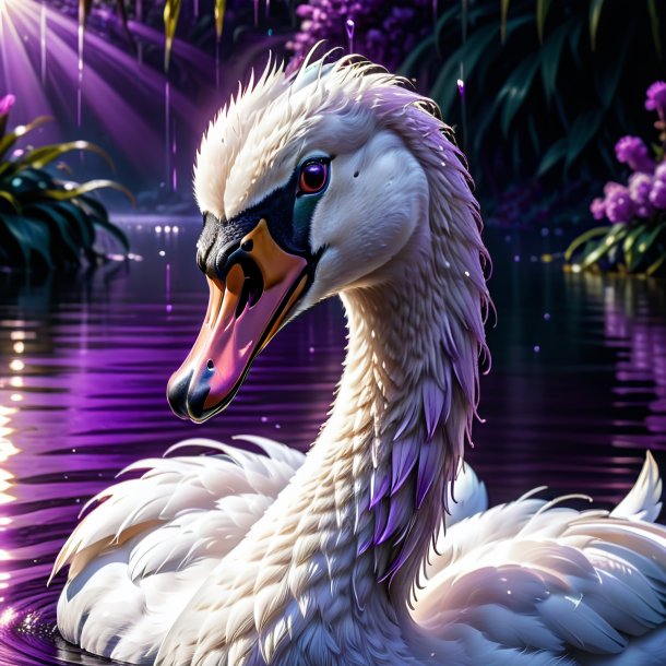 Imagem de um cisne roxo chorando