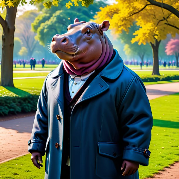 Image d'un hippopotame dans un manteau dans le parc