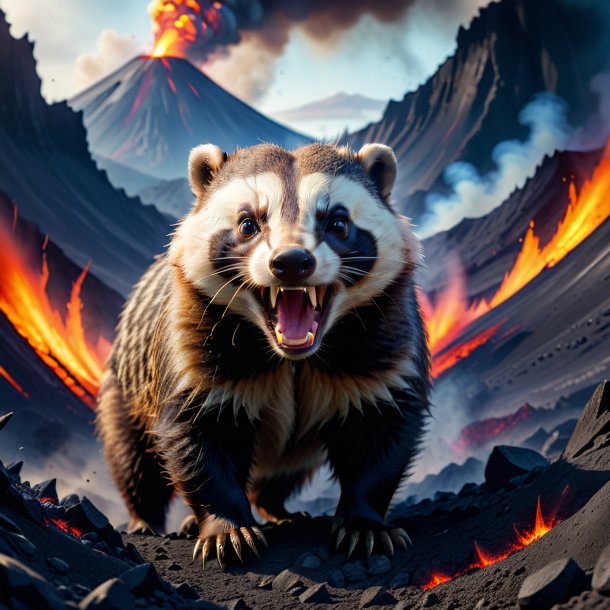 Picture of a angry of a badger in the volcano