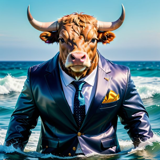 Pic of a bull in a jacket in the sea