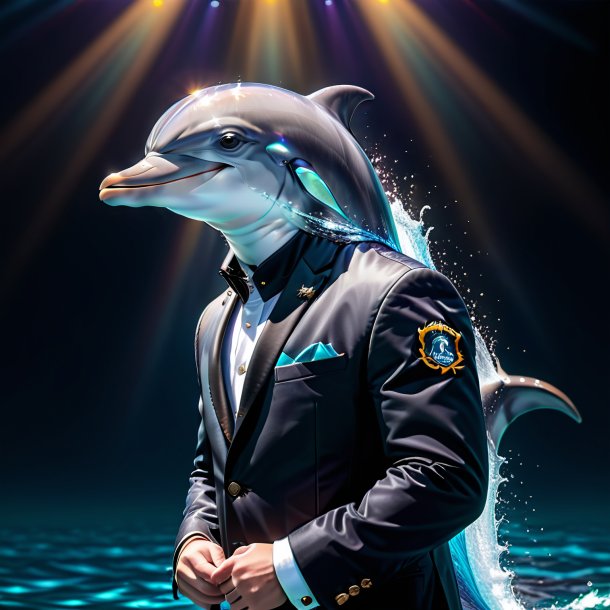 Pic of a dolphin in a black jacket