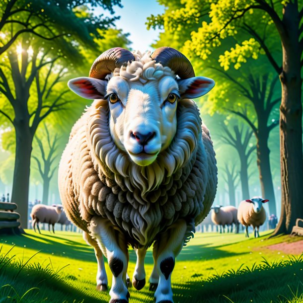 Image of a threatening of a sheep in the park