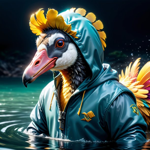 Image of a dodo in a hoodie in the water