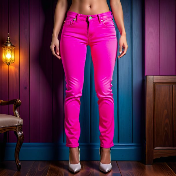 Image of a hot pink jeans from wood