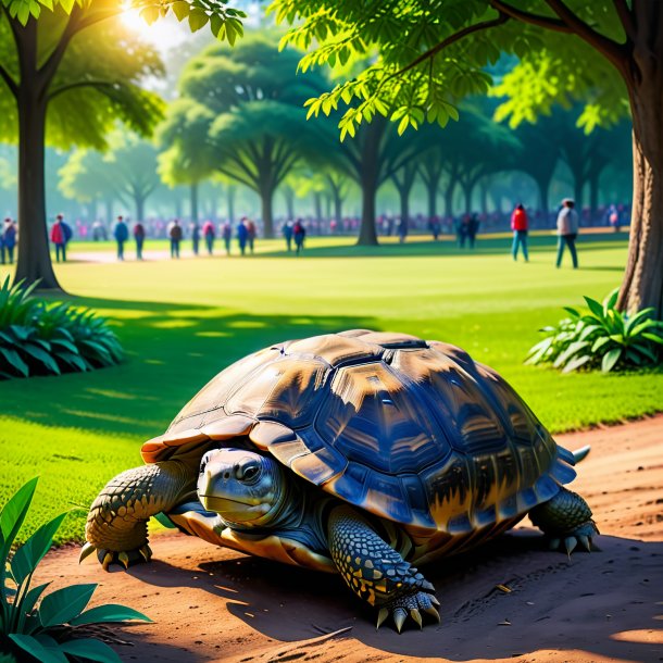 Foto de una espera de una tortuga en el parque