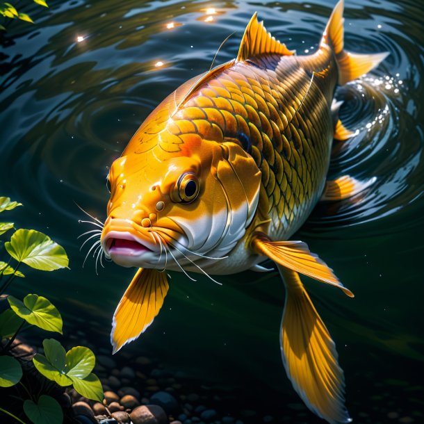 Pic d'une carpe dans une veste dans la rivière