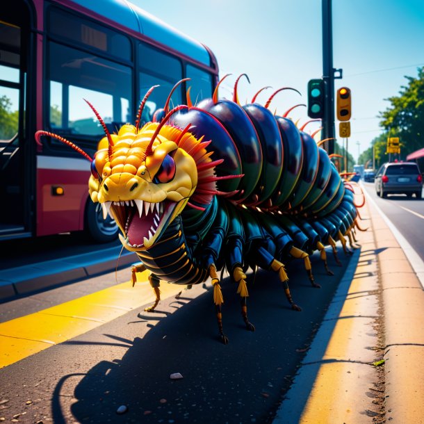 Pic d'une colère d'un centipede sur l'arrêt de bus