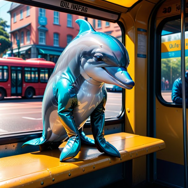 Photo of a dolphin in a gloves on the bus stop