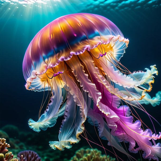 Foto de una medusa en un abrigo en el mar