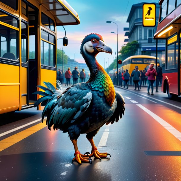 Photo of a dancing of a dodo on the bus stop