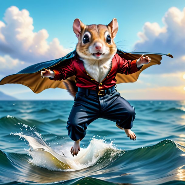 Image of a flying squirrel in a trousers in the sea