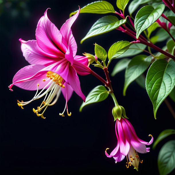 Depicting of a fuchsia ash-leaved trumpet-flower