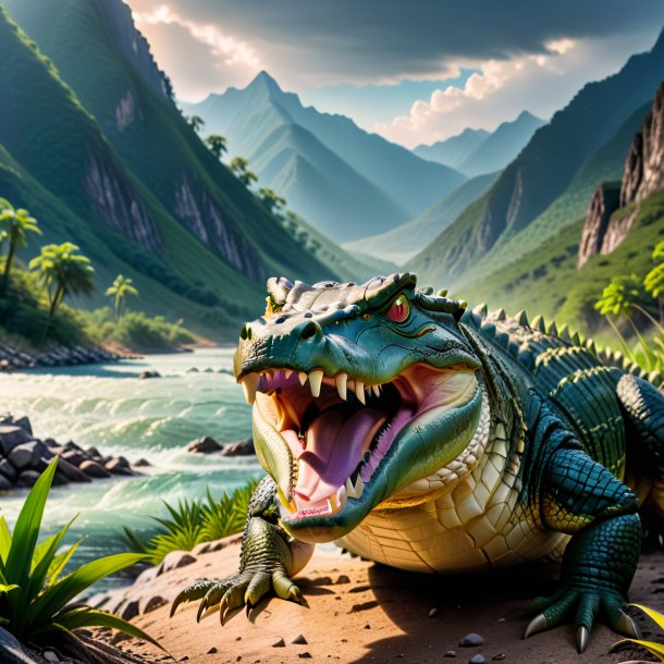 Pic of a angry of a crocodile in the mountains