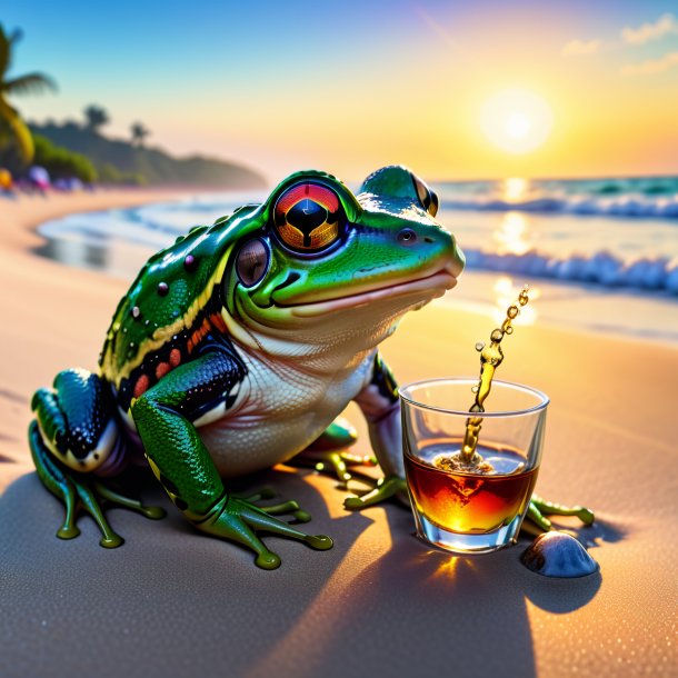 Foto de un trago de una rana en la playa