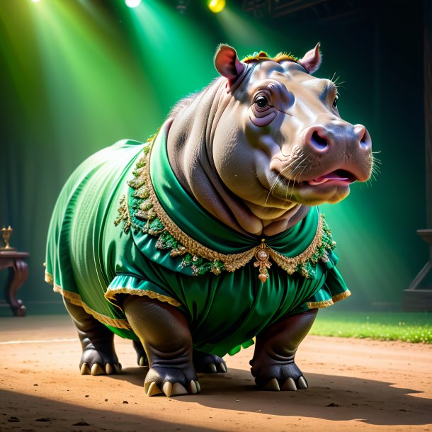 Picture of a hippopotamus in a green skirt