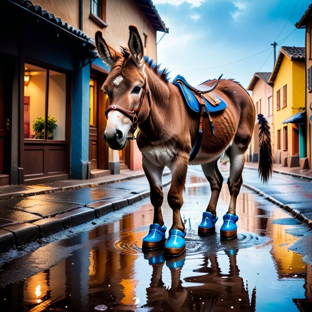 Foto de un burro en un zapato en el charco