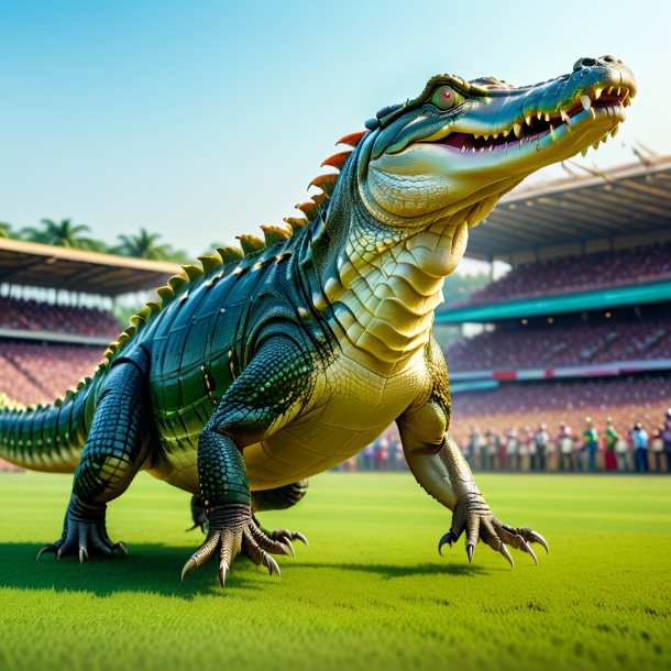 Picture of a dancing of a crocodile on the field