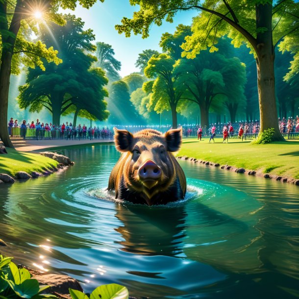 Pic of a swimming of a boar in the park