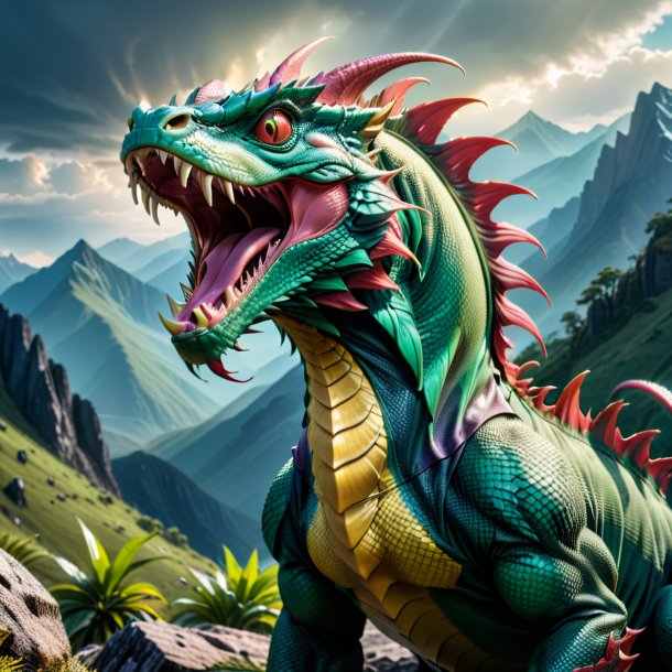 Pic of a angry of a basilisk in the mountains