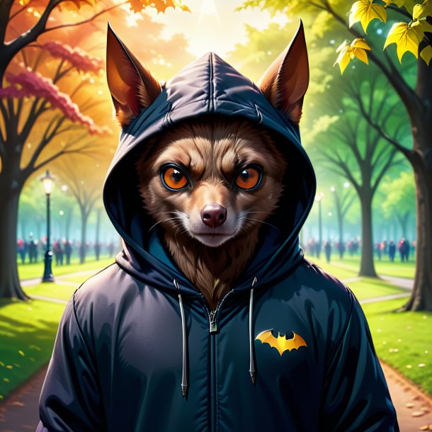 Ilustração de um morcego em um hoodie no parque