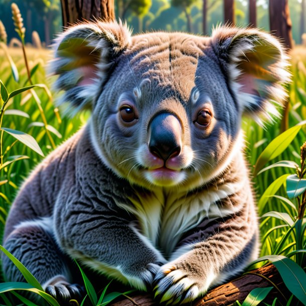 Foto de un sueño de un koala en el prado