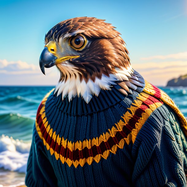 Picture of a hawk in a sweater in the sea