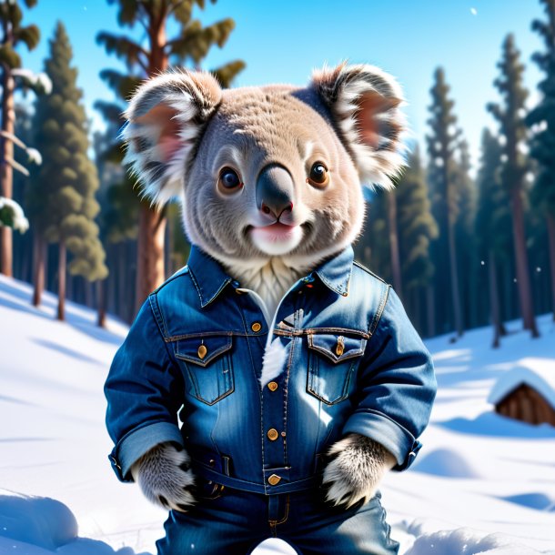 Pic of a koala in a jeans in the snow