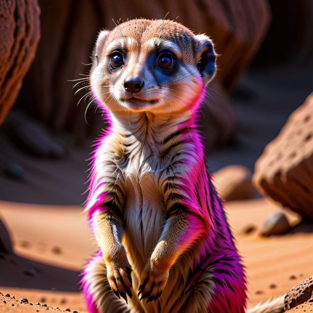 Image of a pink waiting meerkat