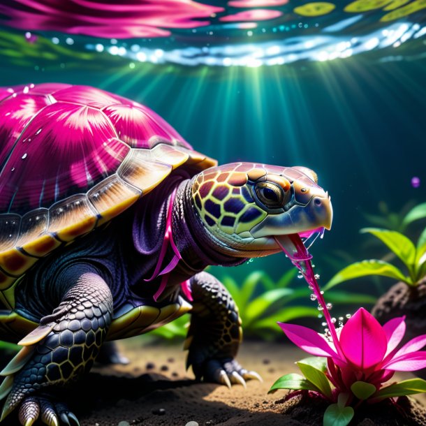 Pic d'une tortue à boire fuchsia