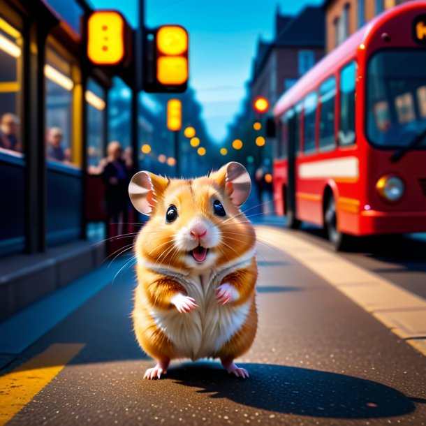 Image of a dancing of a hamster on the bus stop