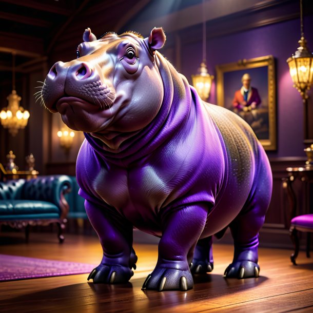 Image of a hippopotamus in a purple jeans