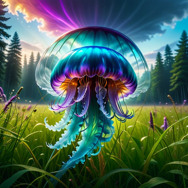 Pic of a threatening of a jellyfish in the meadow